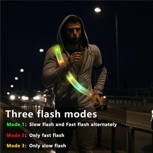 LED Night Running Gear High Visibility LED Flashing Sash Outdoor Running Cycling - Picture 3 of 6